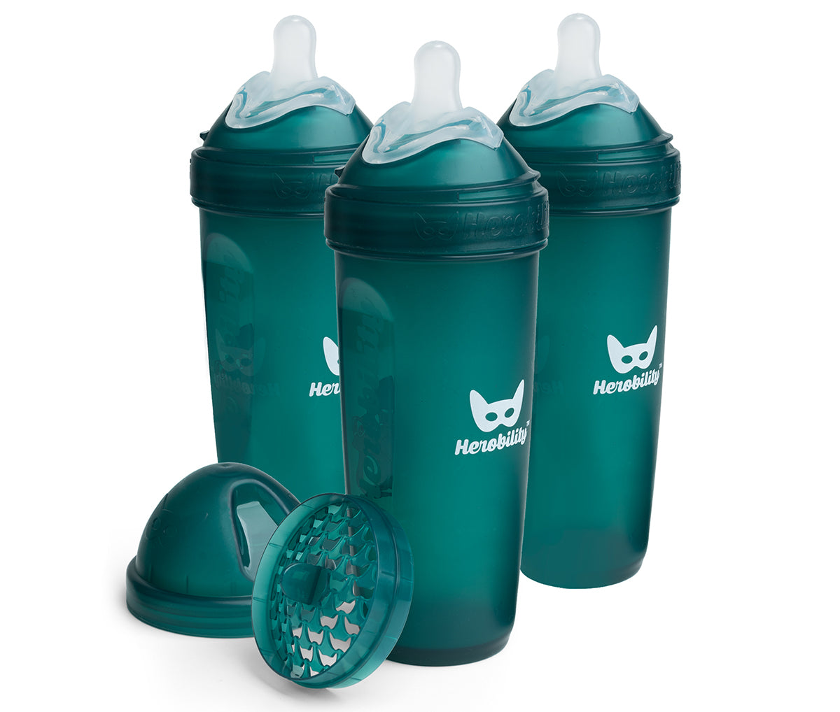 3-pack Nappflaskor 340 ml - Mörk Grön