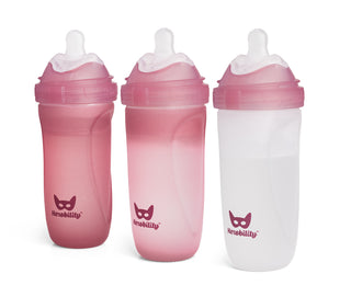 3-Pack Heat-Sensing Glass Baby Bottles 320 ml, Rose 
