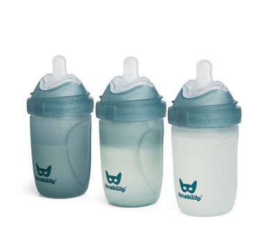 3-pack Heat Sensing Baby Bottles in glas, 220 ml, Teal