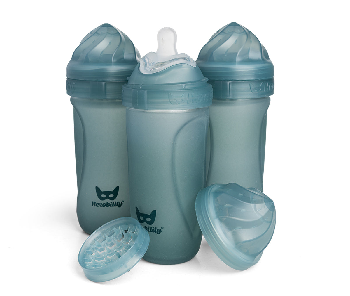 3-pack Heat Sensing Baby Bottles in glas, 320 ml, Teal