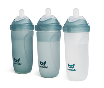 3-pack Heat Sensing Baby Bottles in glas, 320 ml, Teal