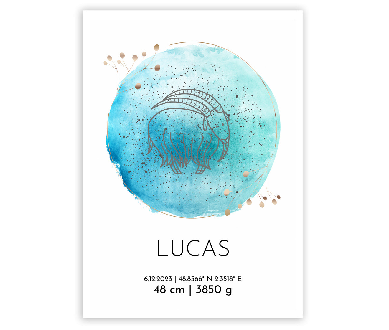 Póster de signo zodiacal personalizado para nacimiento de 50x70 cm