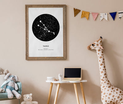 Póster de nacimiento con constelaciones zodiacales en el cielo de 50x70 cm 