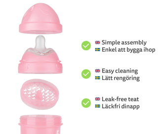 Babyflasche mit doppeltem Anti-Kolik-System LT 340 ml, Pink